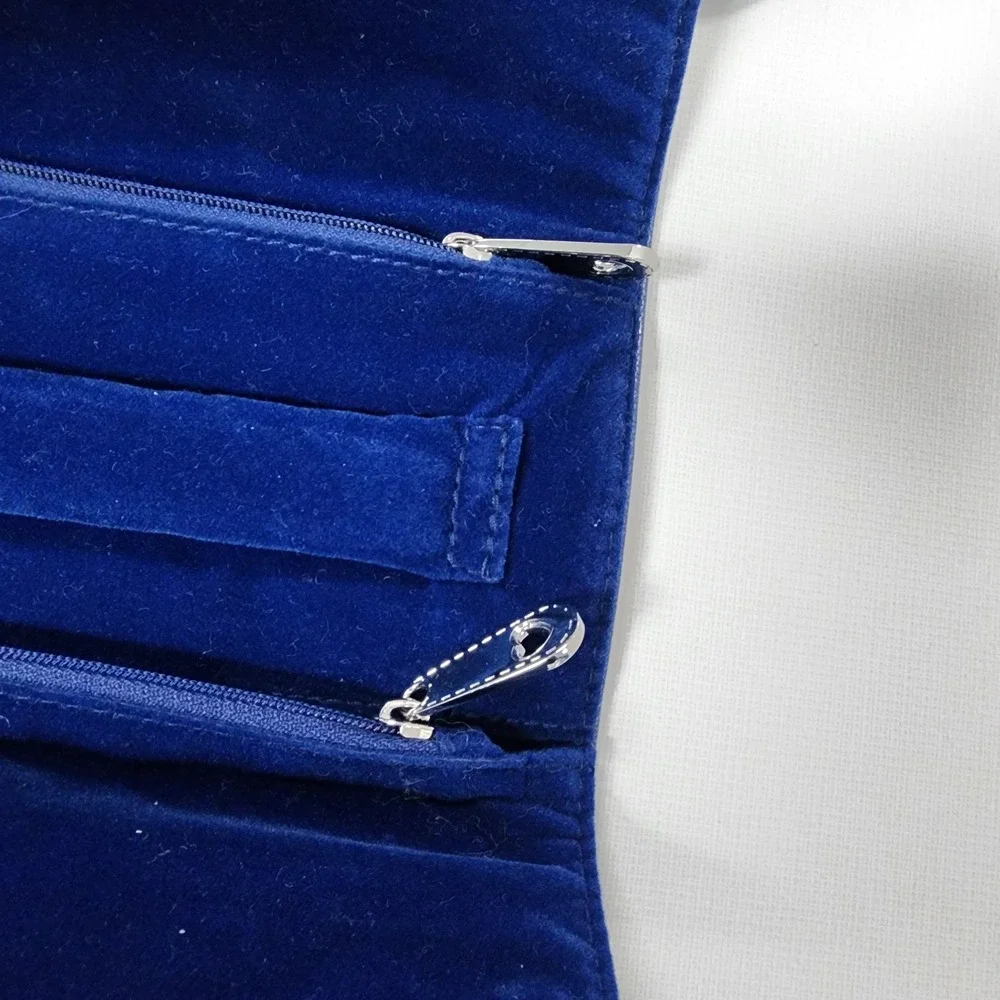 Brighton Nautical Travel Jewelry Roll Blue Velvet Lined Zippered Compartments